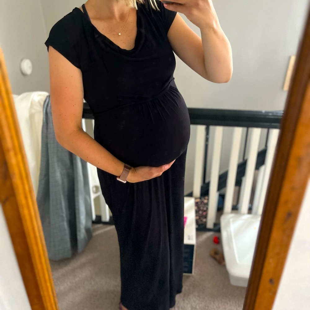 Black maternity maxi-dress